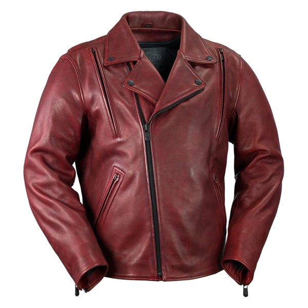 First Manufacturing® - Night Rider Men's Leather Jacket (5X-Large, Oxblood)