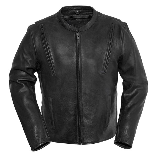 First Manufacturing® - Revolt Men's Leather Jacket (5X-Large, Black)