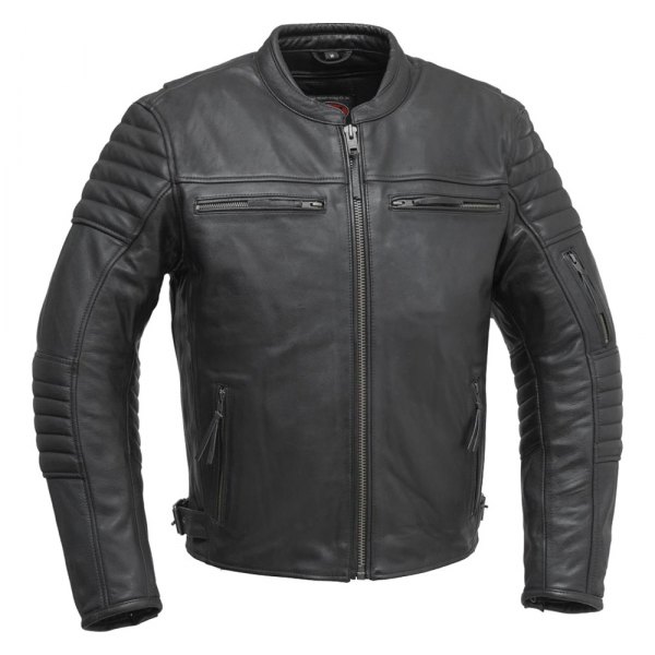 First Manufacturing® - Commuter V2 Men's Leather Jacket (Medium, Black)