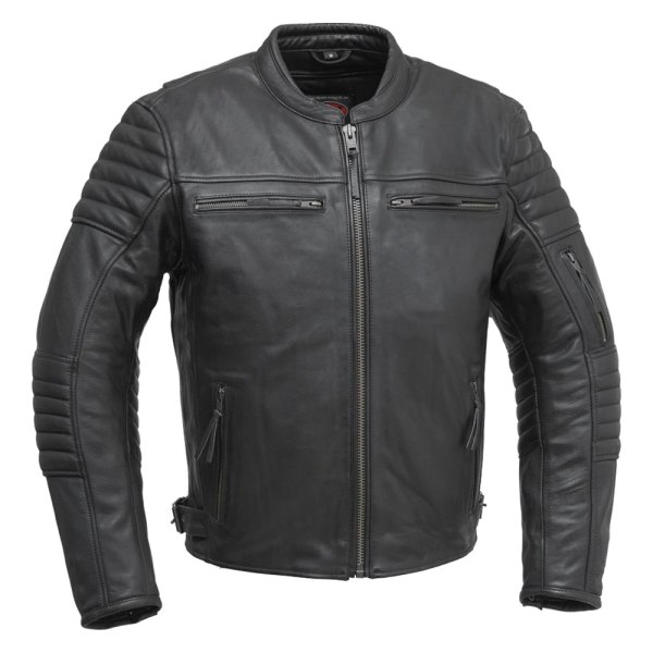 First Manufacturing® - Commuter V2 Men's Leather Jacket (X-Large, Black)