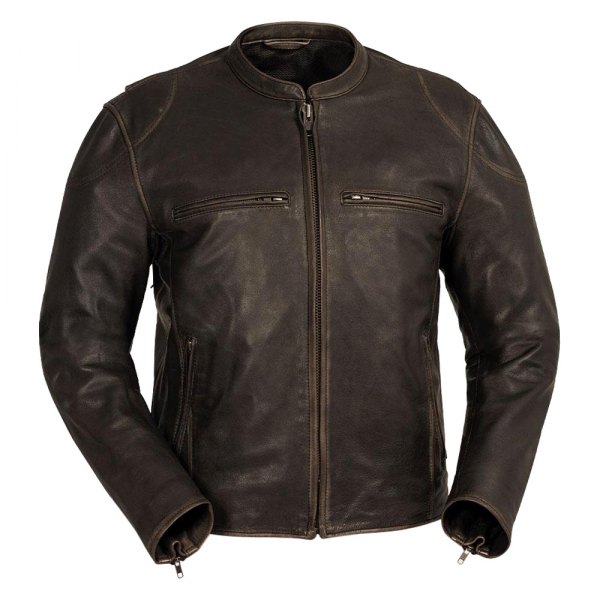 First Manufacturing® - Indy Men's Leather Jacket (Medium, Brown)