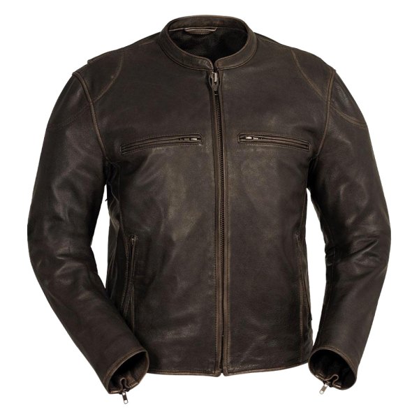 First Manufacturing® - Indy Men's Leather Jacket (X-Large, Brown)