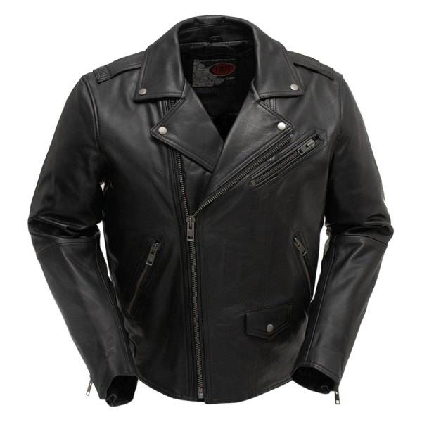 First Manufacturing® - Enforcer Men's Leather Jacket (Large, Black)