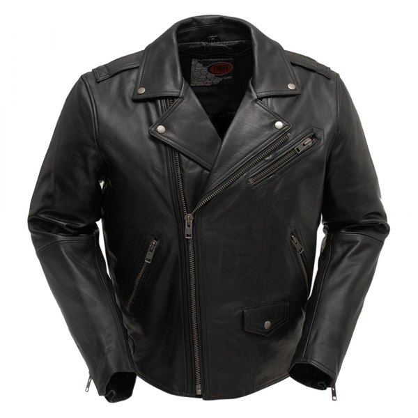 First Manufacturing® - Enforcer Men's Leather Jacket (Small, Black)