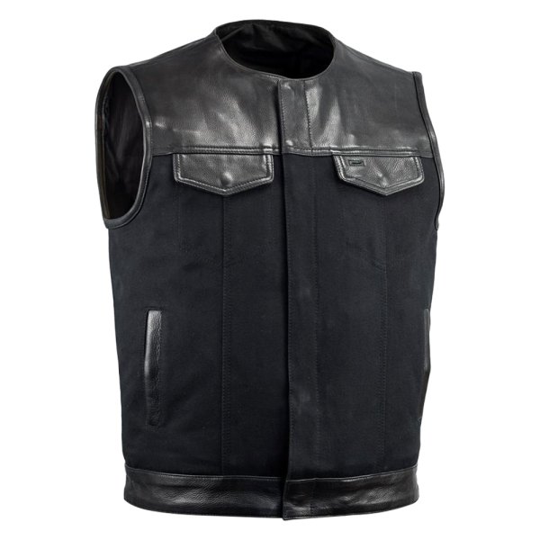 First Manufacturing® - 49/51 Canvas Men's Textile Vest w/o colar (2X-Large, Black)
