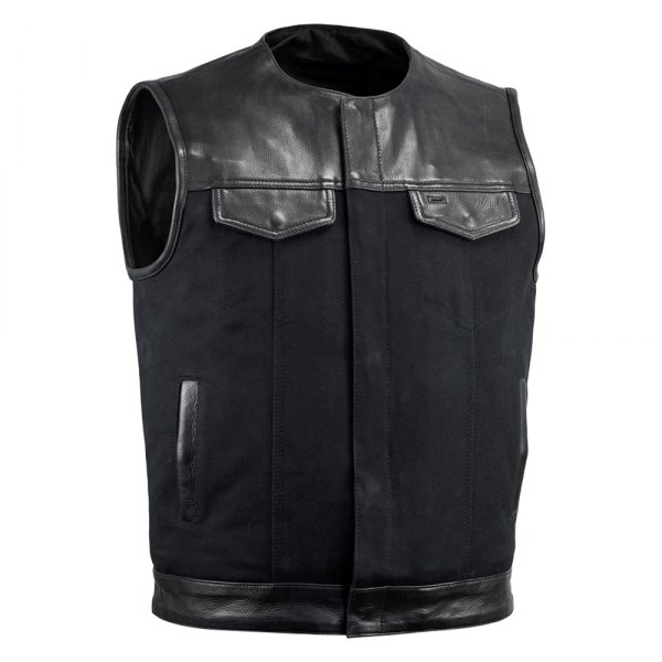 First Manufacturing® - 49/51 Canvas Men's Textile Vest w/o colar (Large, Black)