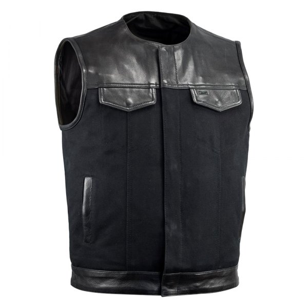 First Manufacturing® - 49/51 Canvas Men's Textile Vest w/o colar (Medium, Black)