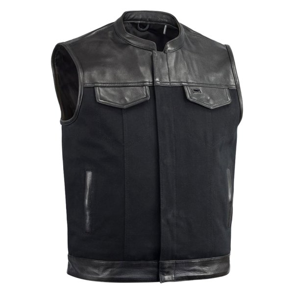 First Manufacturing® - 49/51 Canvas Men's Textile Vest with colar (4X-Large, Black)