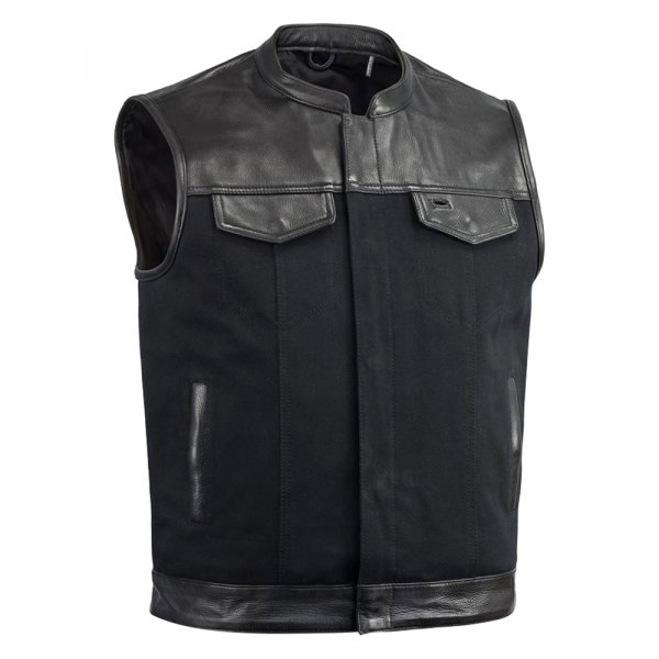 First Manufacturing® - 49/51 Canvas Men's Textile Vest with colar (5X-Large, Black)