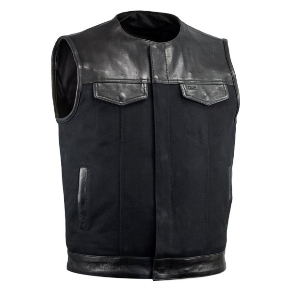 First Manufacturing® - 49/51 Combo Vest with Collar Men's Textile Vest (6X-Large, Black)