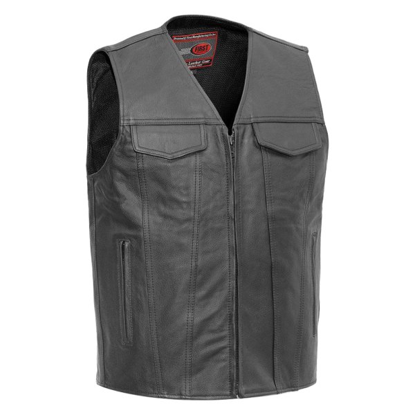 First Manufacturing® - Badlands Men's Leather Vest (Small, Black)