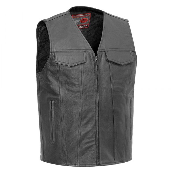 First Manufacturing® - Badlands Men's Leather Vest (2X-Large, Black)
