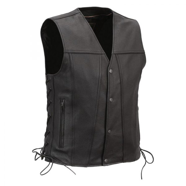 First Manufacturing® - Gambler MC Men's Leather Vest (Small, Black)
