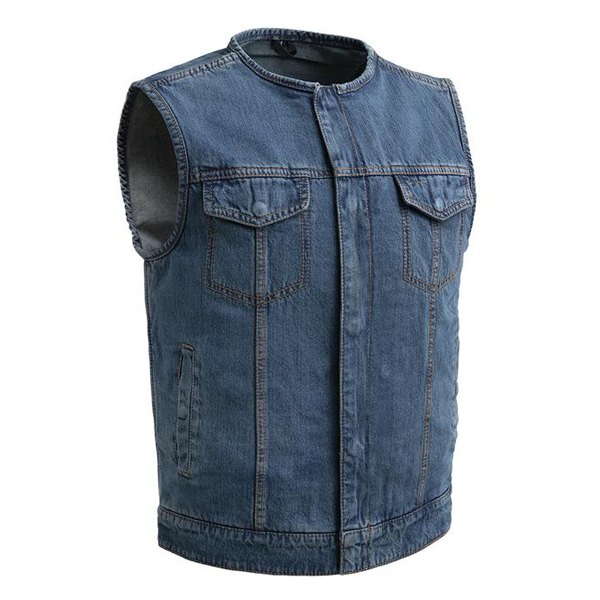 First Manufacturing® - No Limit Men's Motorcycle Demin Vest (Small, Blue)