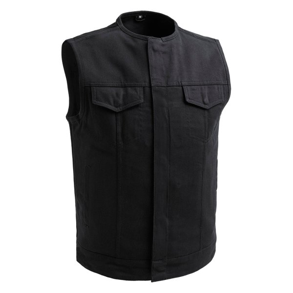 First Manufacturing® - No Limit Men's Motorcycle Twill Vest (11X-Large, Black)