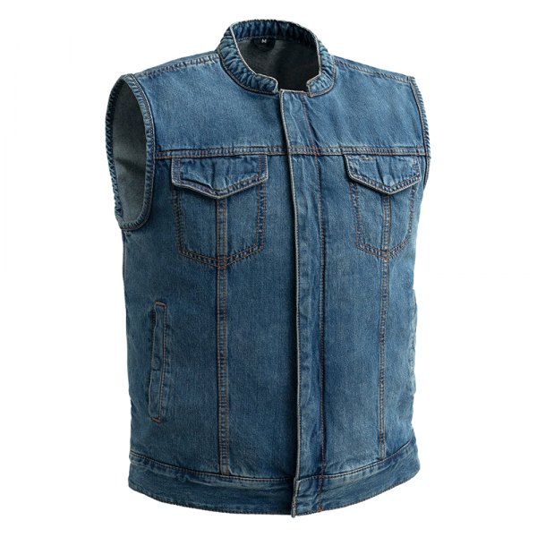 First Manufacturing® - Havoc Men's Motorcycle Denim Vest (4X-Large, Blue)