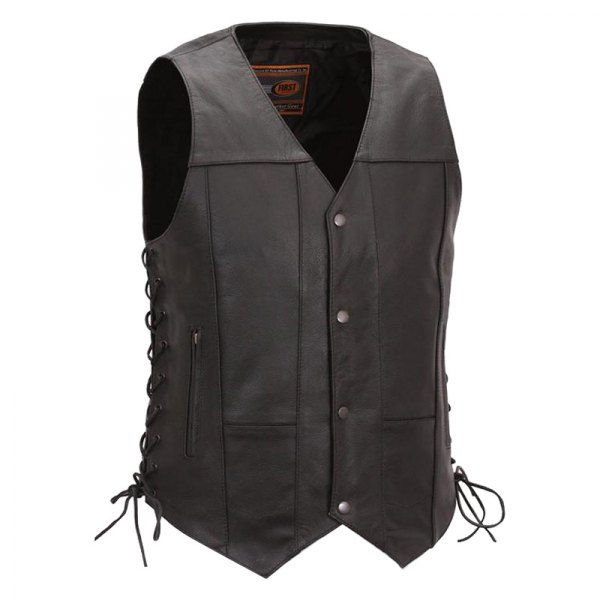 First Manufacturing® - Top Biller Men's Leather Vest (2X-Large (Tall), Black)
