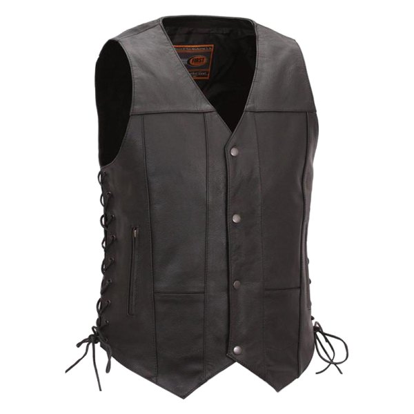 First Manufacturing® - Top Biller Men's Leather Vest (Large (Tall), Black)