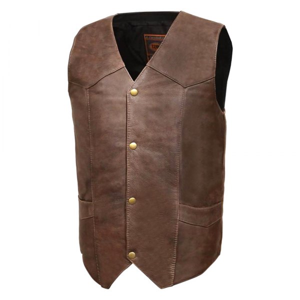 First Manufacturing® - Texan Men's Leather Vest (Medium, Brown)