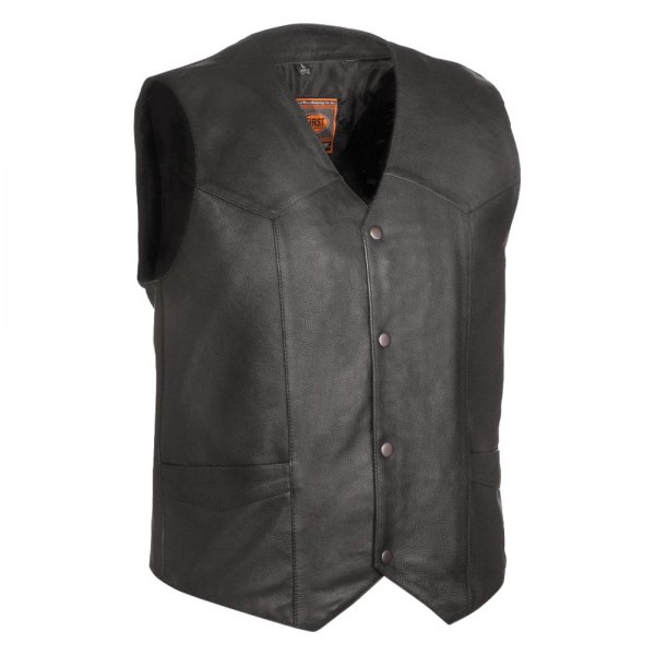 First Manufacturing® - Texan Men's Leather Vest (Large, Black)