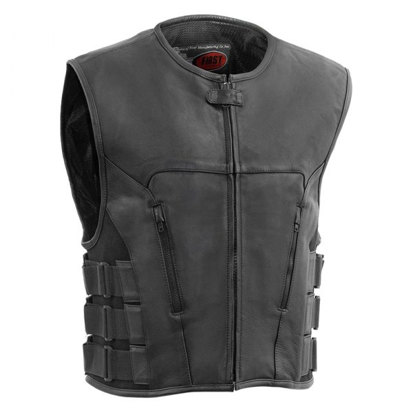 First Manufacturing® - Commando Men's Leather Vest (Medium, Black)
