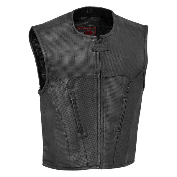 First Manufacturing® - Raceway Men's Leather Vest (Small, Black)