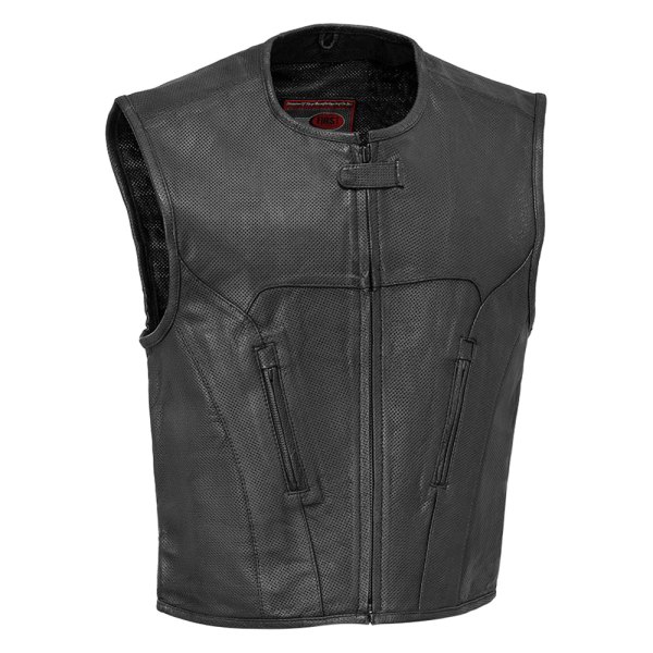 First Manufacturing® - Raceway Men's Leather Vest (5X-Large, Black)