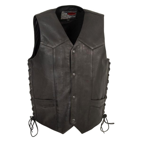 First Manufacturing® - Rancher Men's Leather Vest (Medium, Black)