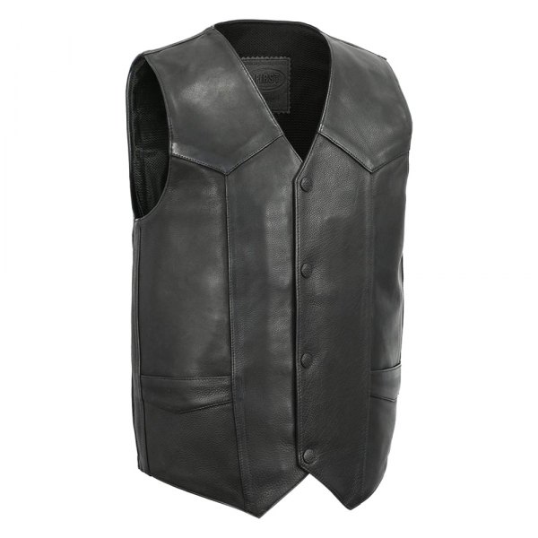 First Manufacturing® - Tombstone Men's Leather Vest (2X-Large, Black)