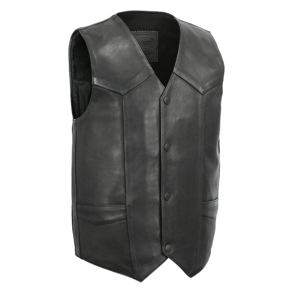 First Manufacturing® - Tombstone Men's Leather Vest (Medium, Black)