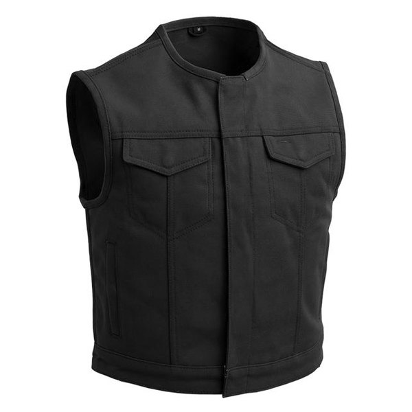 First Manufacturing® - Lowside Motorcycle Men's Canvas Vest (2X-Large, Black)