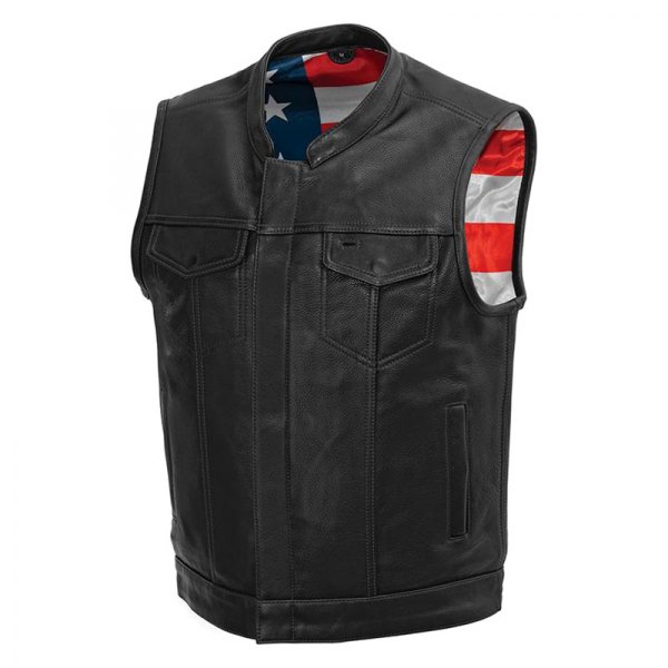First Manufacturing® - Born Free Men's Vest with Black Stitch (Medium, Black)
