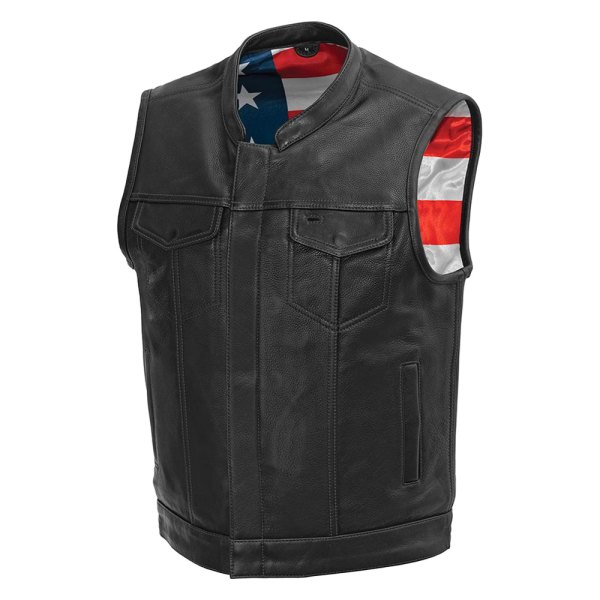 First Manufacturing® - Born Free Men's Vest with Black Stitch (6X-Large, Black)