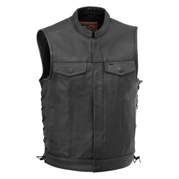 First Manufacturing® - Sniper Men's Leather Vest (Small, Black)