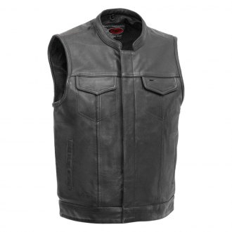 Premium Perforated Brown Leather Motorcycle Biker Vest Waistcoat Naked Cowhide HD The Commando SWAT Style 