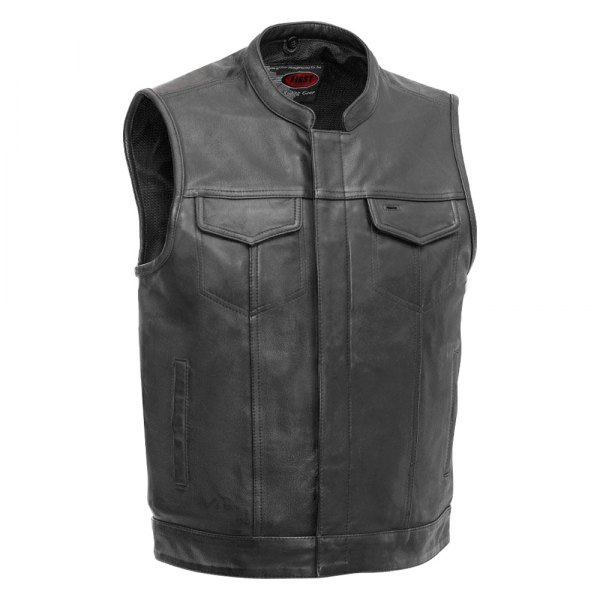 First Manufacturing® - Sharp Shooter Men's Leather Vest (X-Large, Black)