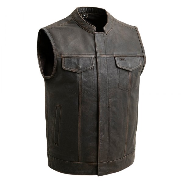 First Manufacturing® - Sharp Shooter MC Men's Leather Vest (4X-Large, Black/Olive)