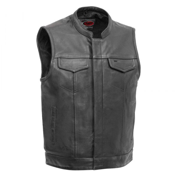 First Manufacturing® - Sharp Shooter Men's Leather Vest (4X-Large, Black)