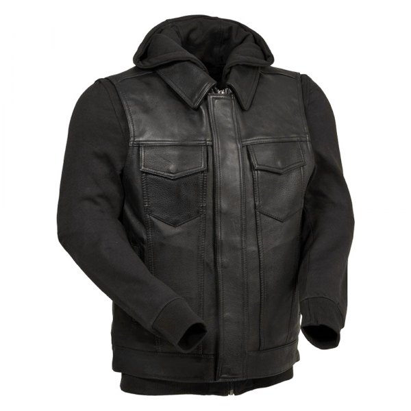 First Manufacturing® - Kent Men's Leather Jacket (Large, Black/Gray)