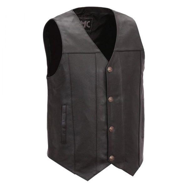 First Manufacturing® - Gun Runner Men's Leather Vest (Medium, Black)