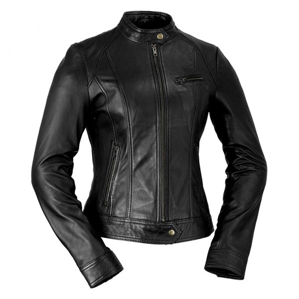 First Manufacturing® - Clean Ladies Moto Leather Jacket (Large, Black)