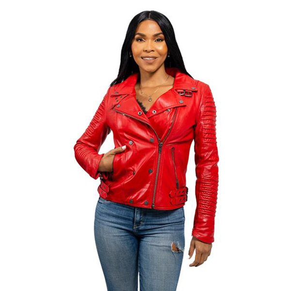 First Manufacturing® - Queens Fashion Women's Leather Jacket (Large, Red)