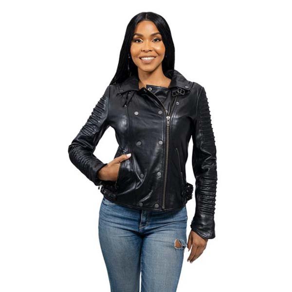 First Manufacturing® - Queens Fashion Women's Leather Jacket (Medium, Black)