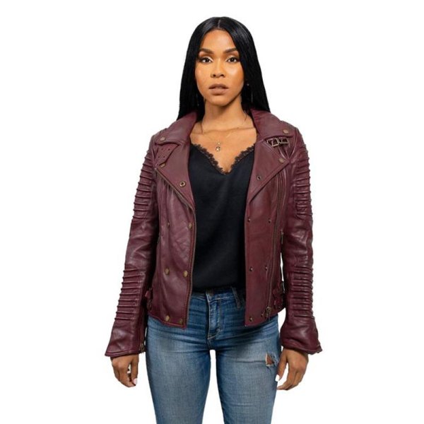 First Manufacturing® - Queens Fashion Women's Leather Jacket (Medium, Oxblood)