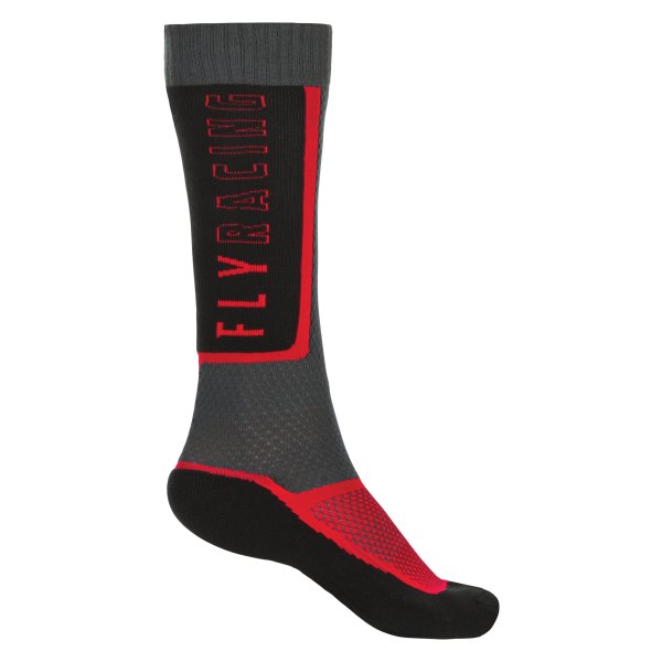 Fly Racing® - MX Thin Socks (Large/X-Large, Black/Gray/Red)