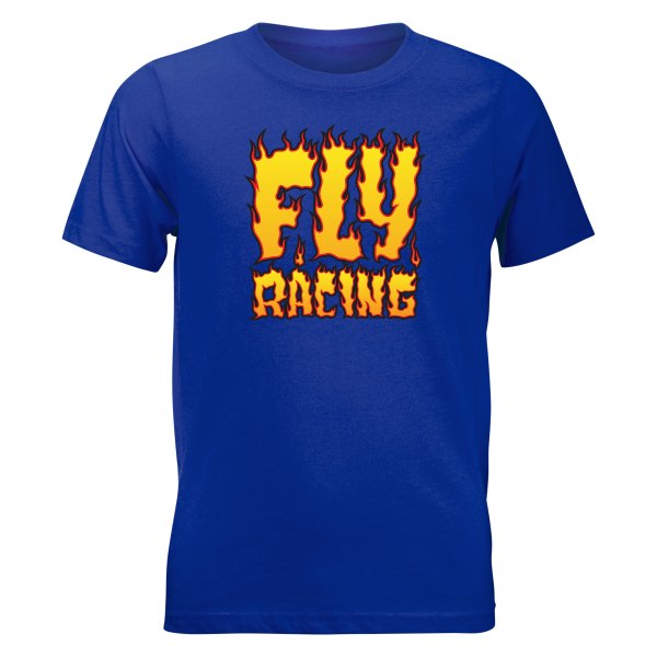 Fly Racing® - Fire Youth T-Shirt (Large, Royal Blue)