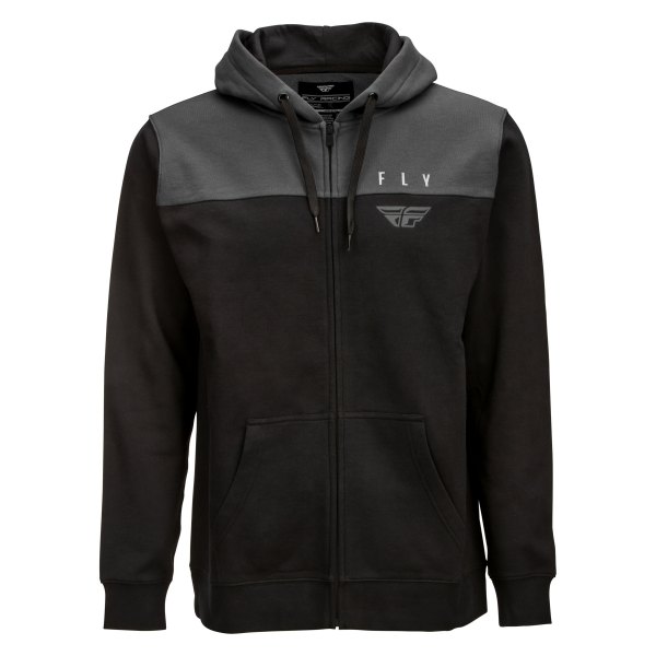 Fly Racing® - Horizontal Zip Up Hoodie (Large, Black/Charcoal)