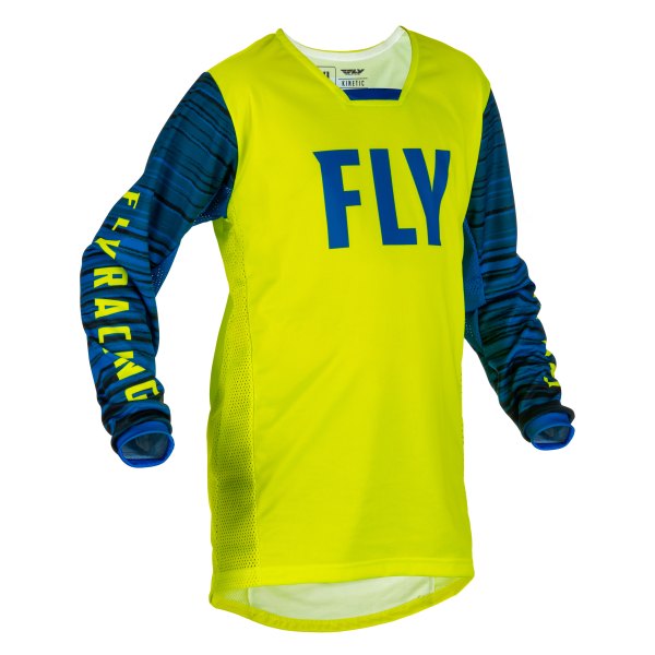 Fly Racing® - Kinetic Wave Youth Jersey (Large, Hi-Viz/Blue)