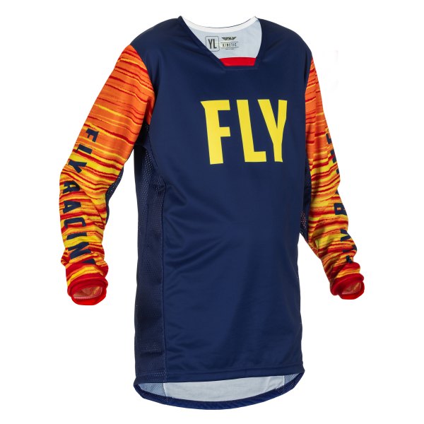 Fly Racing® - Kinetic Wave Youth Jersey (Large, Navy/Yellow/Red)