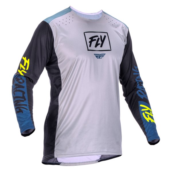 Fly Racing® - Men's Lite™ Medium Gray/Teal/Hi-Vis Long Sleeve Jersey